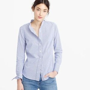 J Crew Ruffled button-up shirt in stripe - Size 14